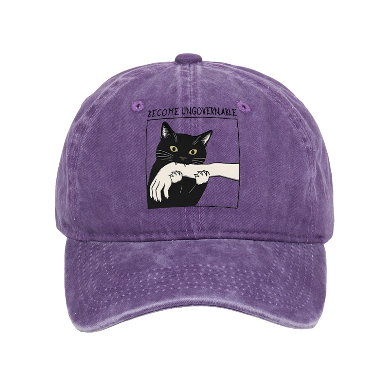 Tokyo-Tiger Black Cat Biting Washed Cap