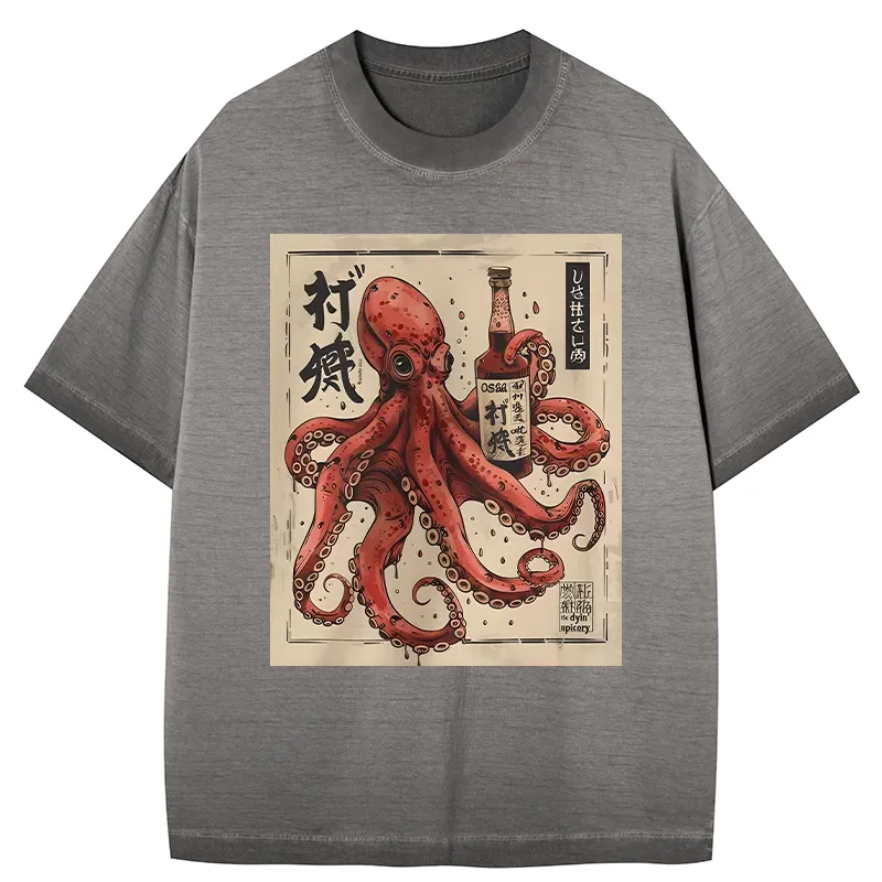 Tokyo-Tiger Osaka Saké Octopus Gradient Washed T-Shirt