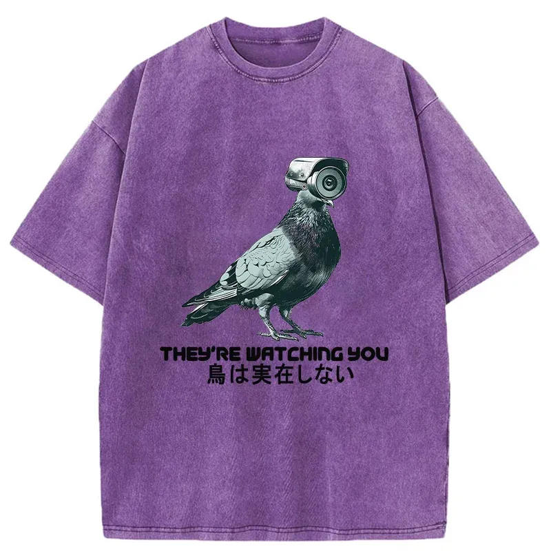 Tokyo-Tiger Birds Aren't Real Funny Washed T-Shirt