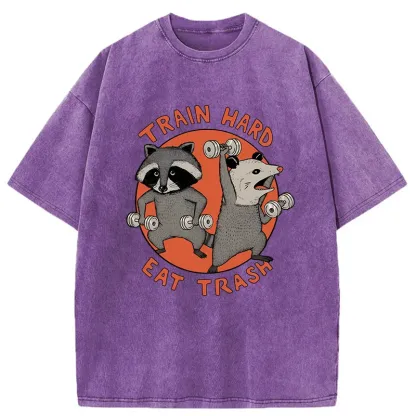 Tokyo-Tiger Raccoons And Opossums Are Working Out Washed T-Shirt