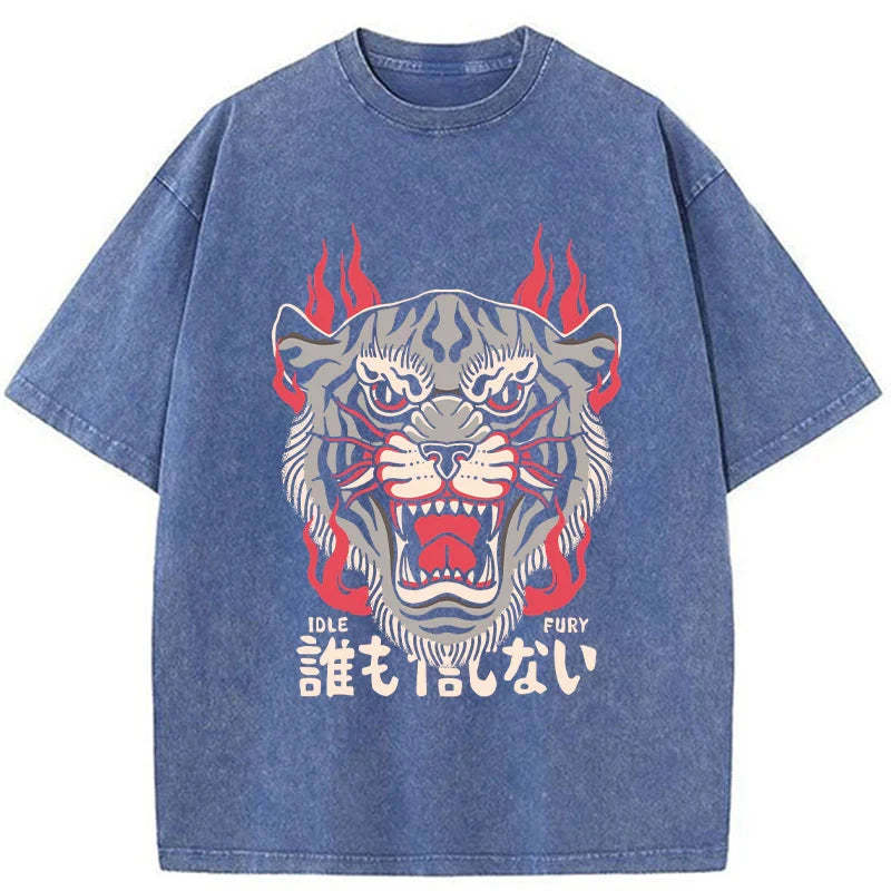 Tokyo-Tiger Japanese Tiger Fire Washed T-Shirt