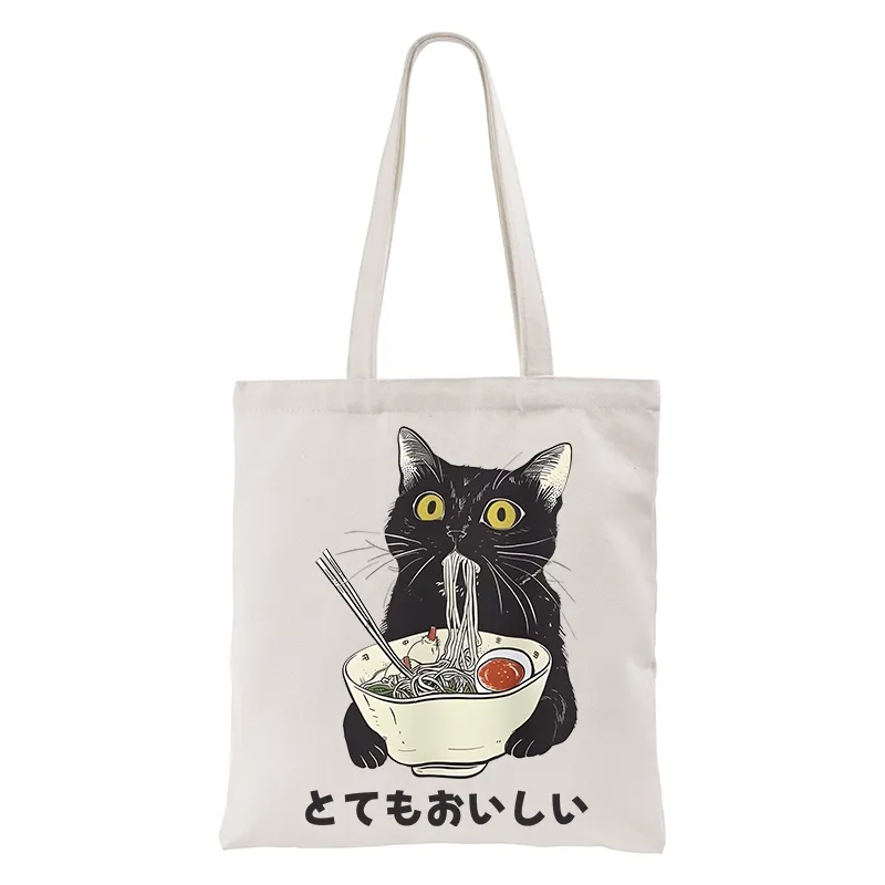 Tokyo-Tiger Cats Eat Ramen Noodles Tote Bag
