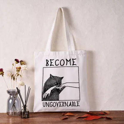 Tokyo-Tiger Cat Biting Arm Tote Bag