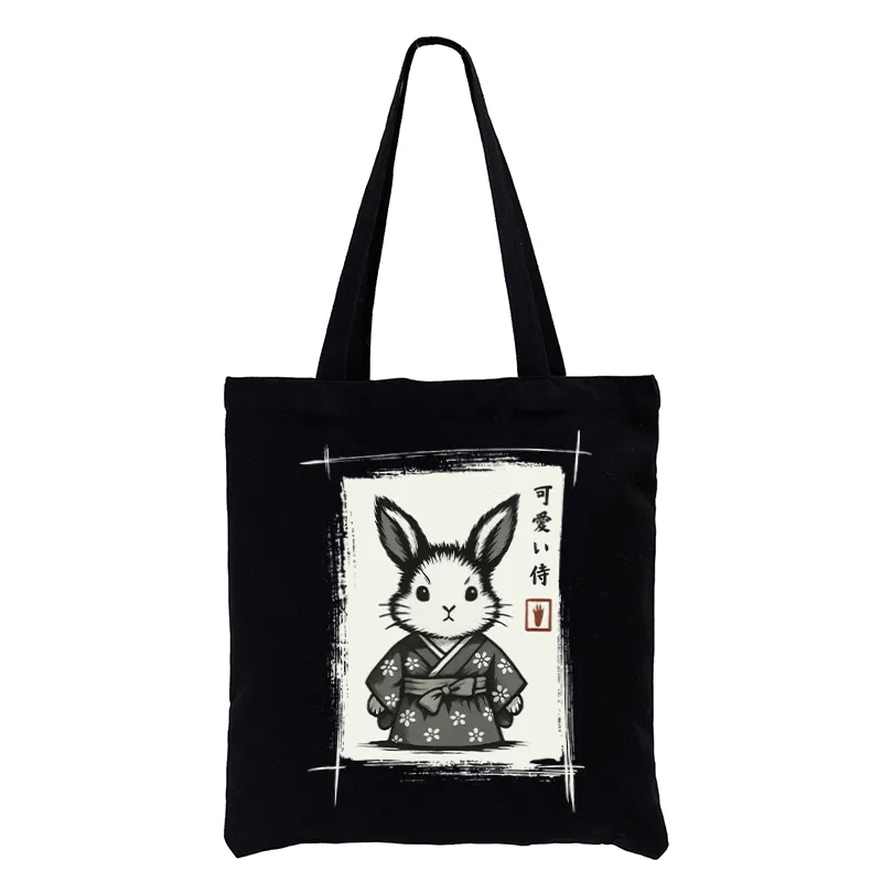 Tokyo-Tiger Woodcut Bunny Tote Bag