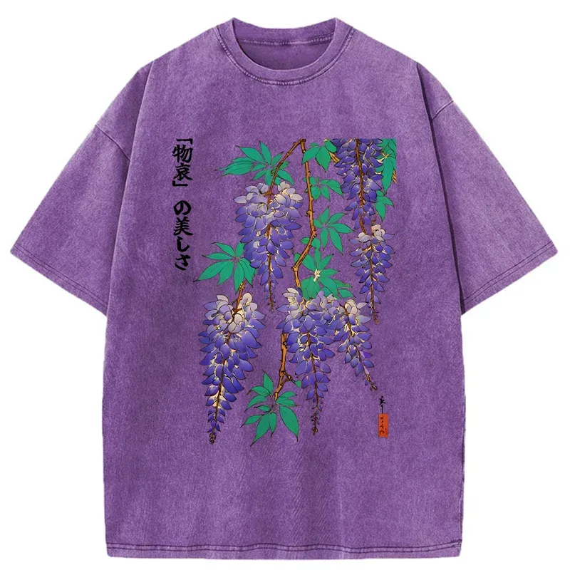 Tokyo-Tiger Wisteria Flowers Washed T-Shirt
