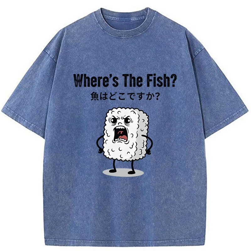 Tokyo-Tiger Rice Balls In Search Of Fish Washed T-Shirt