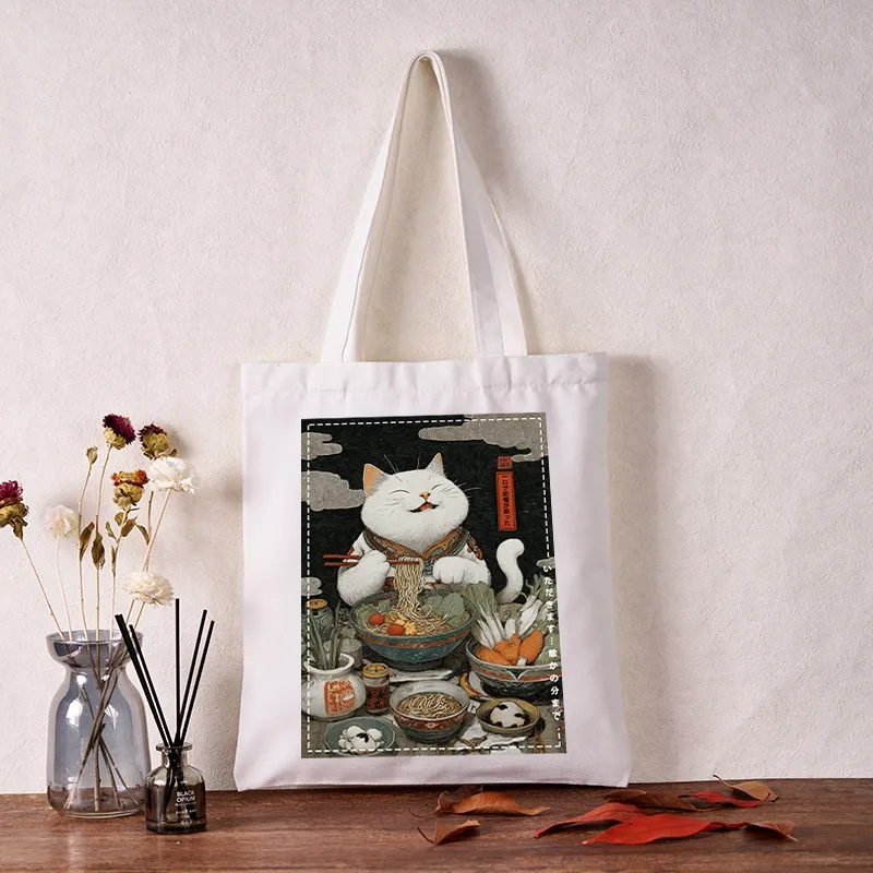 Tokyo-Tiger The Ramen-Loving Cat Tote Bag