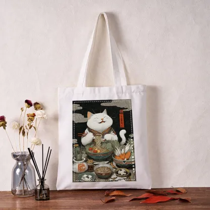 Tokyo-Tiger The Ramen-Loving Cat Tote Bag
