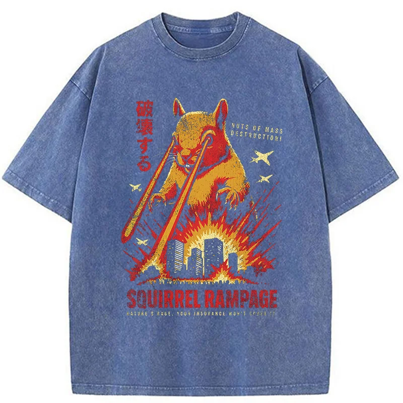 Tokyo-Tiger Squirrel Monster Funny Washed T-Shirt