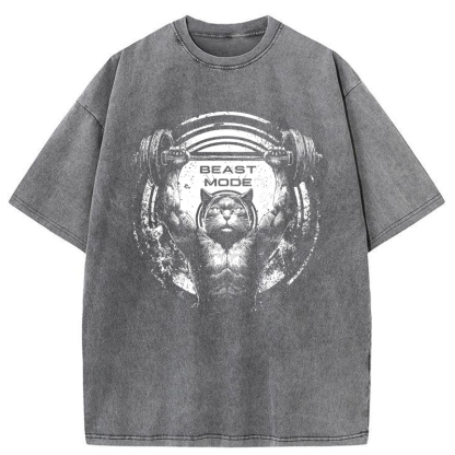 Tokyo-Tiger Beast Mode Work Out Washed T-Shirt