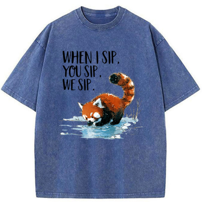 Tokyo-Tiger When I Sip Washed T-Shirt