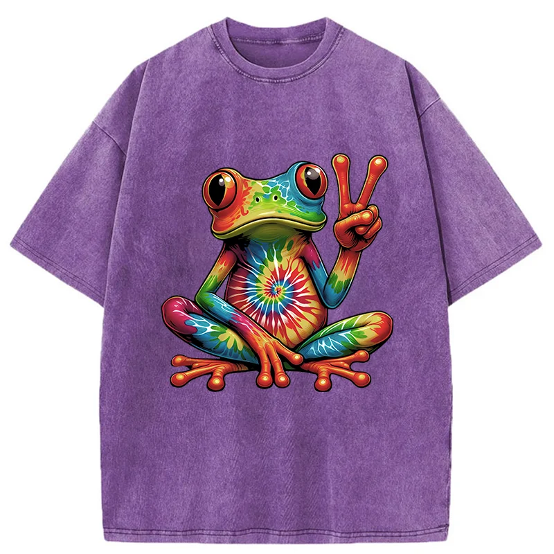 Tokyo-Tiger Psychedelic Frog Washed T-Shirt