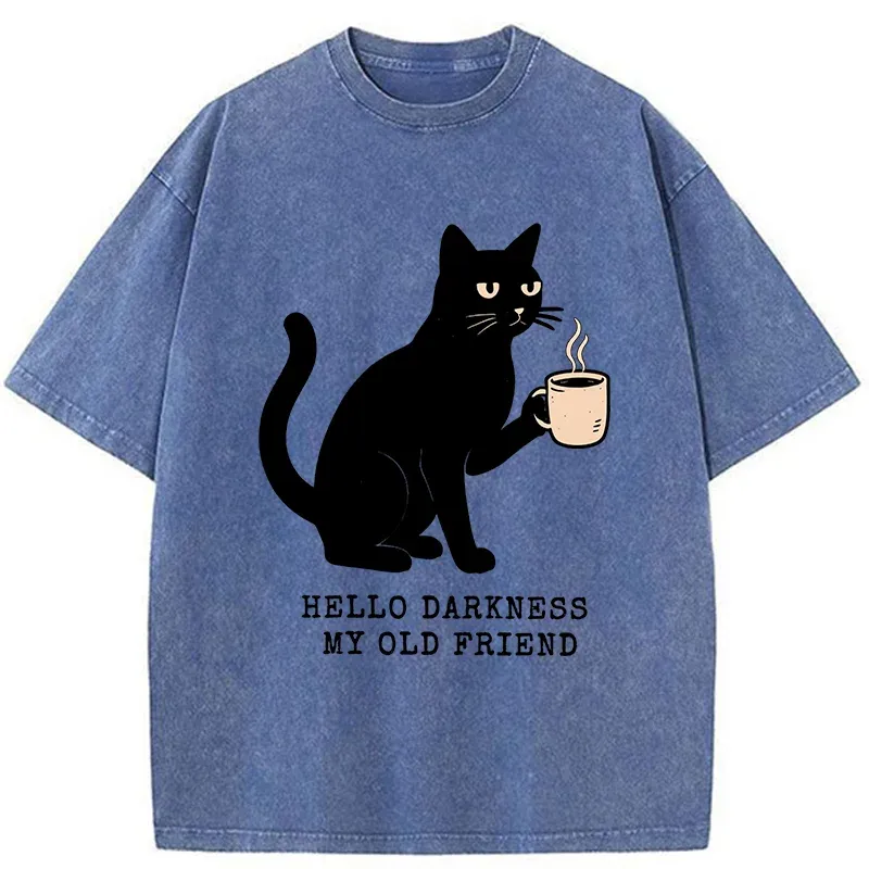 Tokyo-Tiger Hello Black Cat Washed T-Shirt