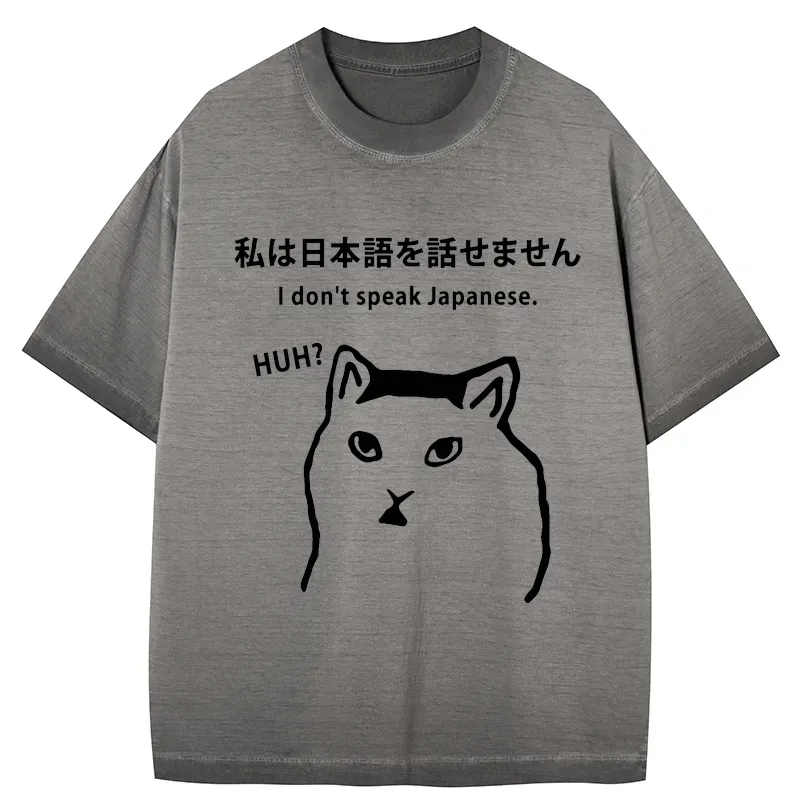 Tokyo-Tiger I Don't Speak Japanese Gradient Washed T-Shirt