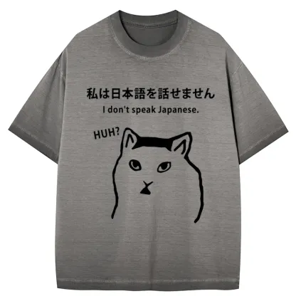 Tokyo-Tiger I Don't Speak Japanese Gradient Washed T-Shirt