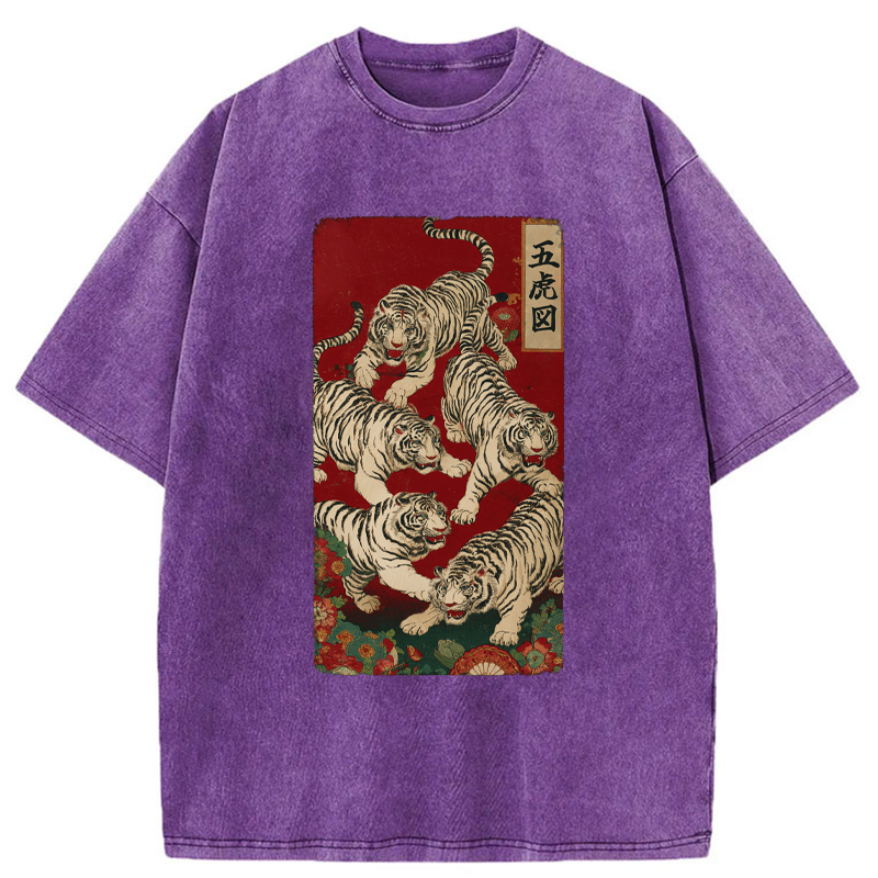 Tokyo-Tiger The Five Fierce Tigers Washed T-Shirt