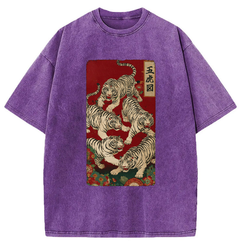 Tokyo-Tiger The Five Fierce Tigers Washed T-Shirt