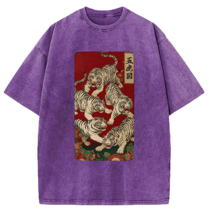 Tokyo-Tiger The Five Fierce Tigers Washed T-Shirt