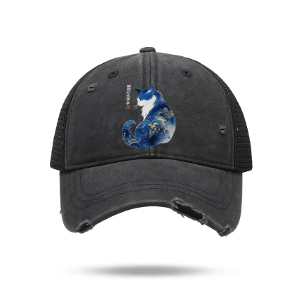 Tokyo-Tiger Retro Zen Cat: Living the Present Trucker Cap