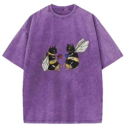 Tokyo-Tiger CatBees' Tea Party Washed T-Shirt