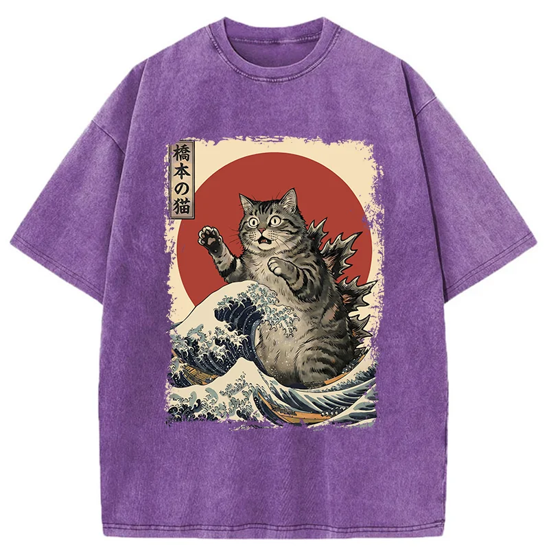 Tokyo-Tiger Catzilla Is Causing Destruction Washed T-Shirt