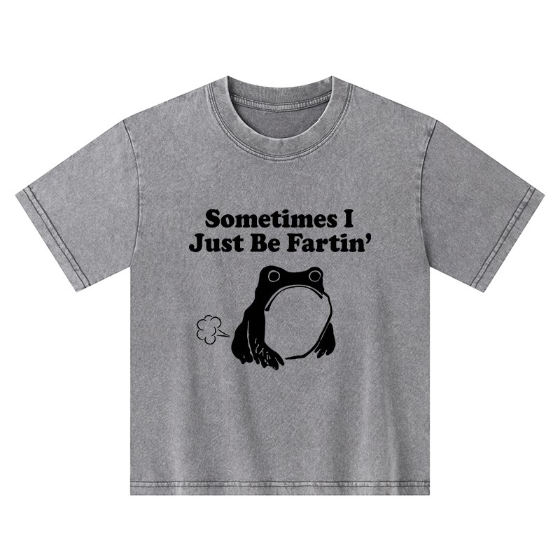 Tokyo-Tiger Farting Frog Japanese Kids Washed T-Shirt