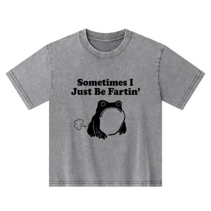 Tokyo-Tiger Farting Frog Japanese Kids Washed T-Shirt