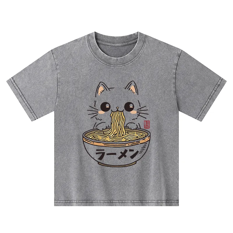 Tokyo-Tiger Purramen Time Kids Washed T-Shirt