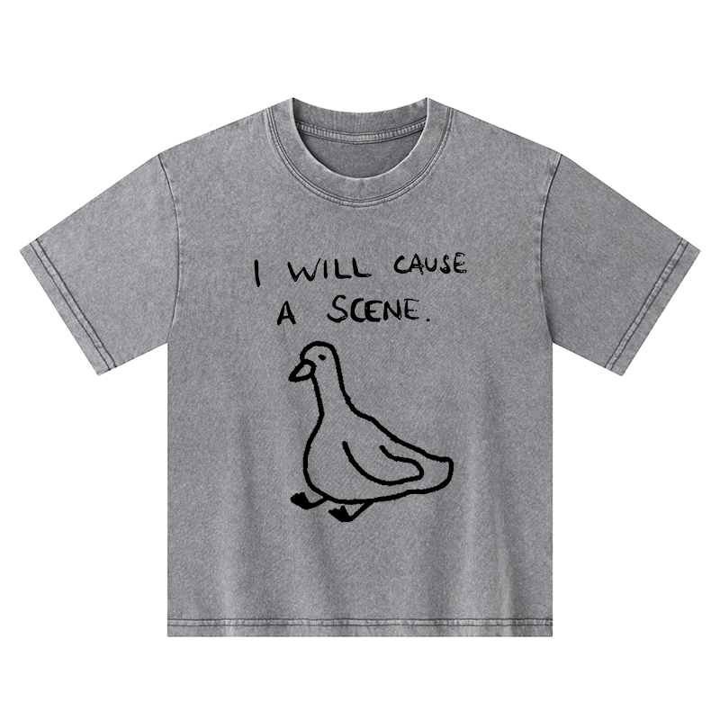 Tokyo-Tiger Stupid Goose Funny Japan Retro Kids Washed T-Shirt