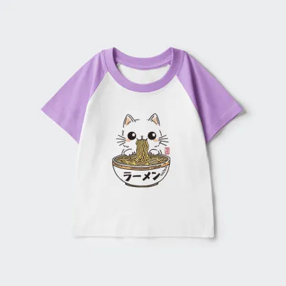 Tokyo-Tiger Purramen Time Kids Raglan T-shirt