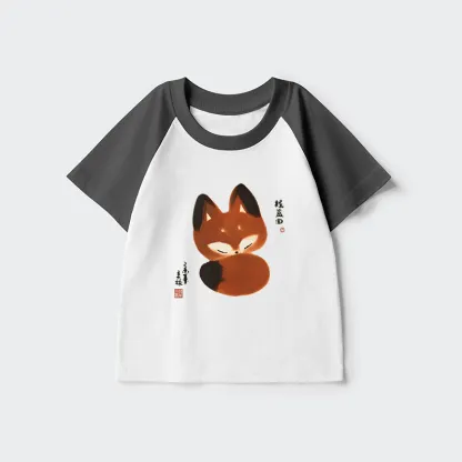 Tokyo-Tiger Cute Fox Kids Raglan T-shirt