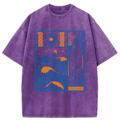 Tokyo-Tiger Minimalist Art Washed T-Shirt
