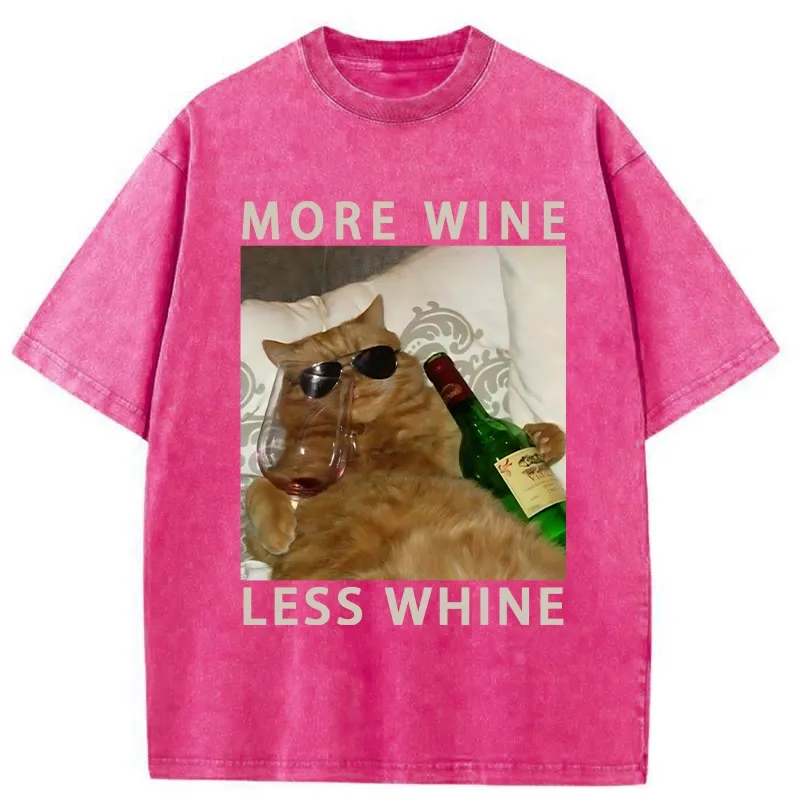 Tokyo-Tiger More Wine Less Whine Washed T-Shirt