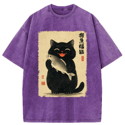 Tokyo-Tiger A Lucky Cat’s Catch Washed T-Shirt