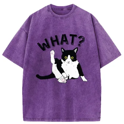 Tokyo-Tiger Cat's Question Washed T-Shirt