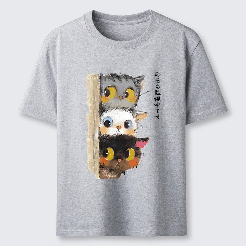 Tokyo-Tiger Three Cats Secretly Monitor Their Owner Classic T-Shirt
