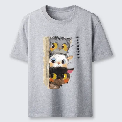 Tokyo-Tiger Three Cats Secretly Monitor Their Owner Classic T-Shirt