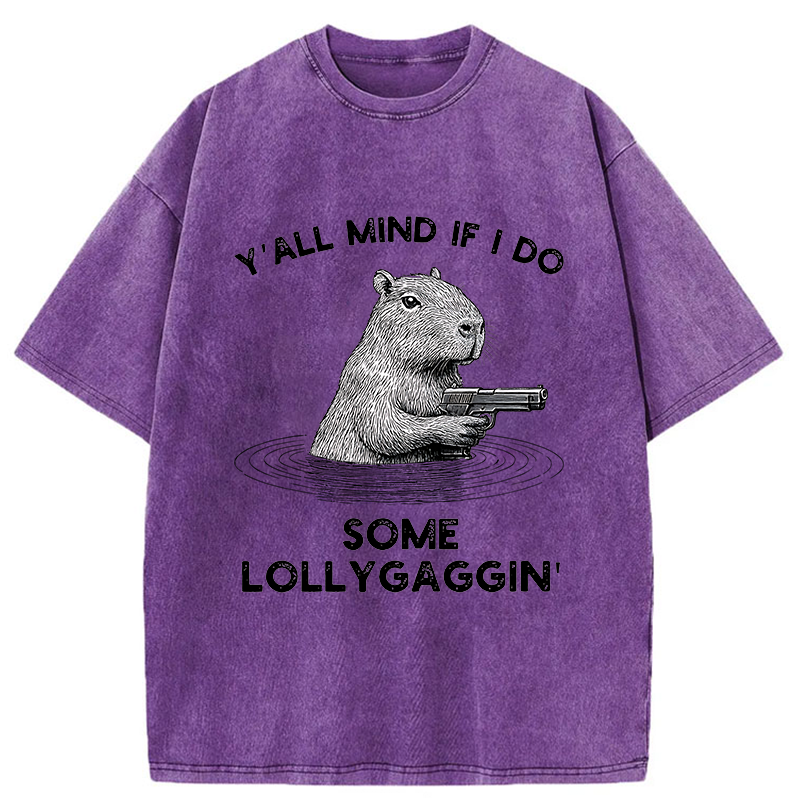 Tokyo-Tiger Capybara That Wants To Be Lazy Washed T-Shirt