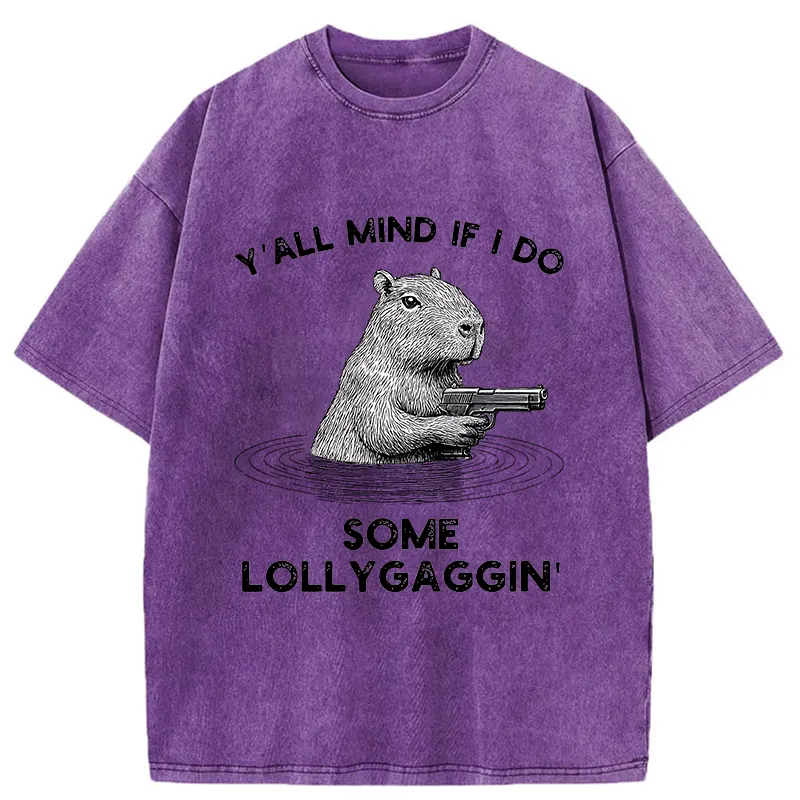 Tokyo-Tiger Capybara That Wants To Be Lazy Washed T-Shirt Sale