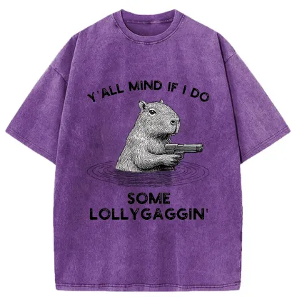 Tokyo-Tiger Capybara That Wants To Be Lazy Washed T-Shirt