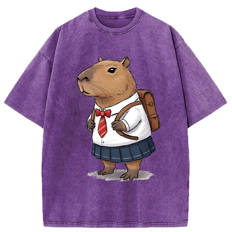 Tokyo-Tiger Capybara Wearing A Skirt Washed T-Shirt Sale