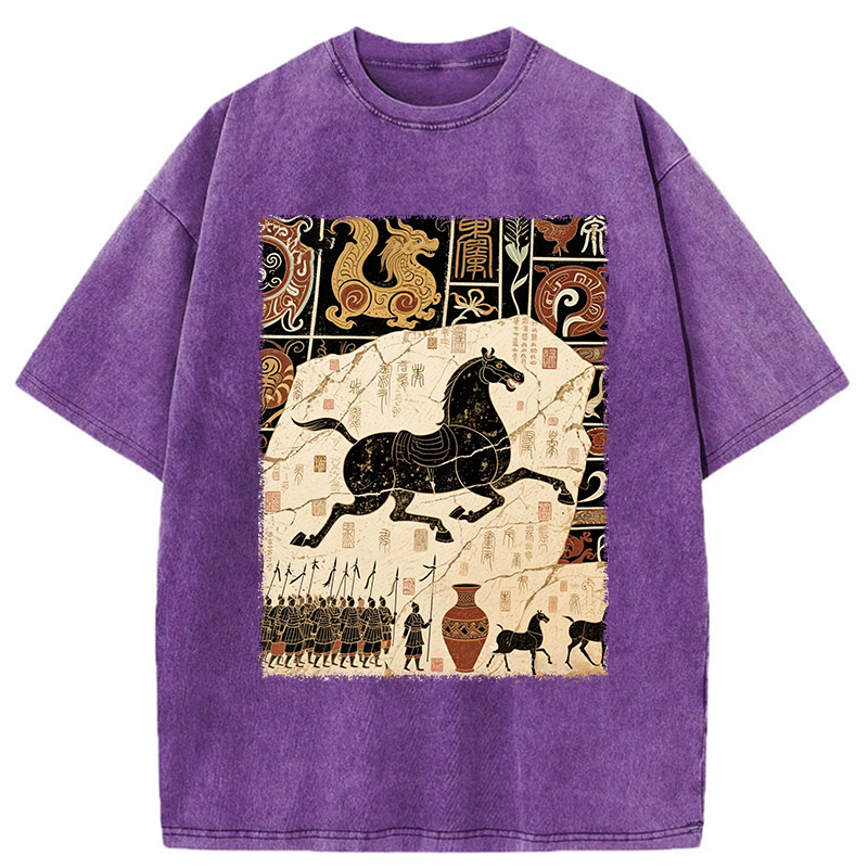 Tokyo-Tiger Mural Of A Horse Washed T-Shirt