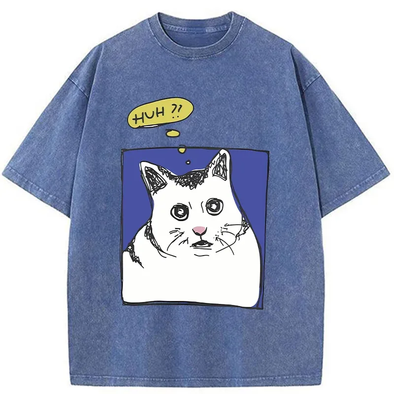 Tokyo-Tiger Confused Cat Meme Washed T-Shirt