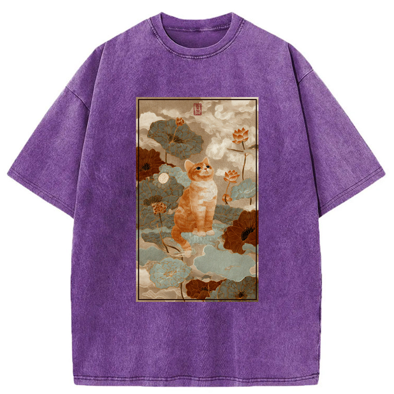 Tokyo-Tiger Lotus Pond Serenity Washed T-Shirt