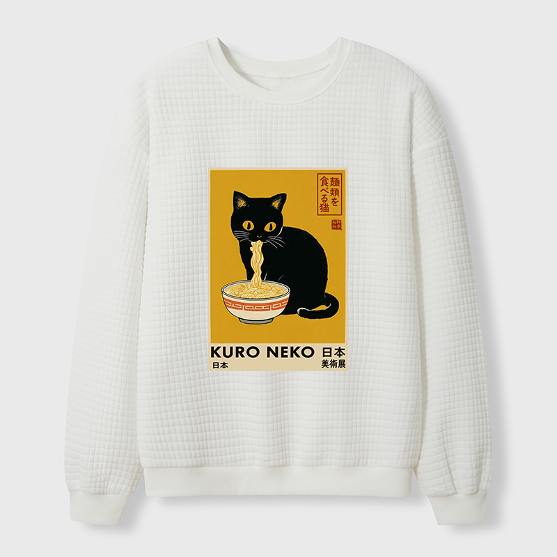 Tokyo-Tiger Kuro Neko Ramen Waffle Sweatshirt