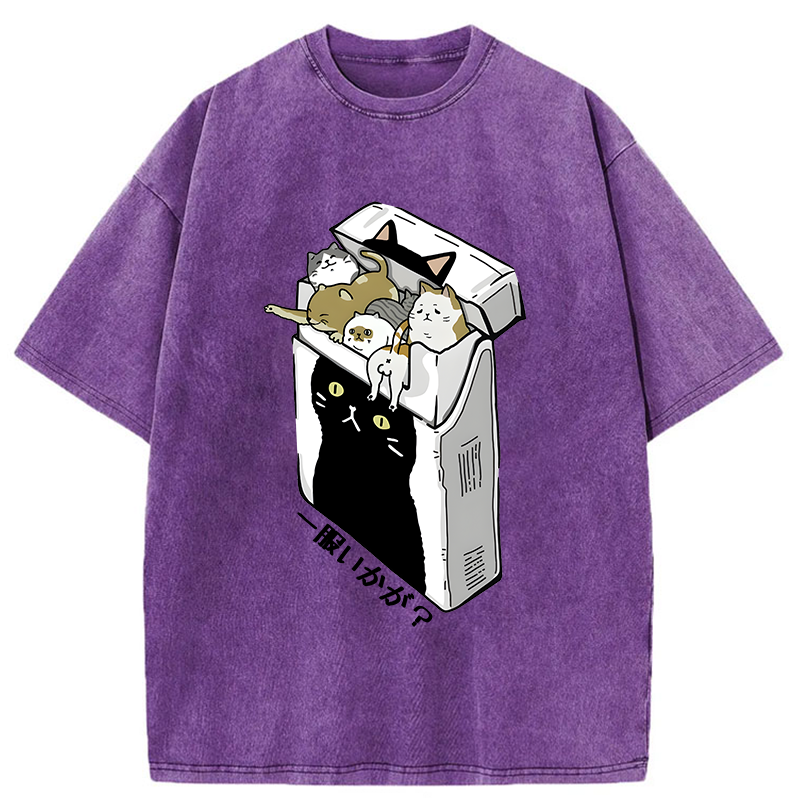 Tokyo-Tiger Have A Catgarette？ Washed T-Shirt