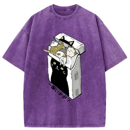 Tokyo-Tiger Have A Catgarette？ Washed T-Shirt