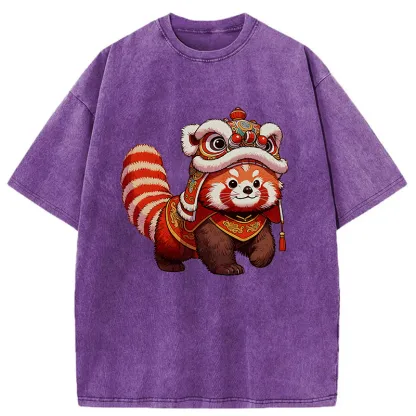 Tokyo-Tiger Raccoon Lion Dance Washed T-Shirt
