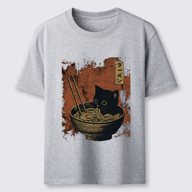 Tokyo-Tiger Retro Cat Eating Japan Ramen Classic T-Shirt
