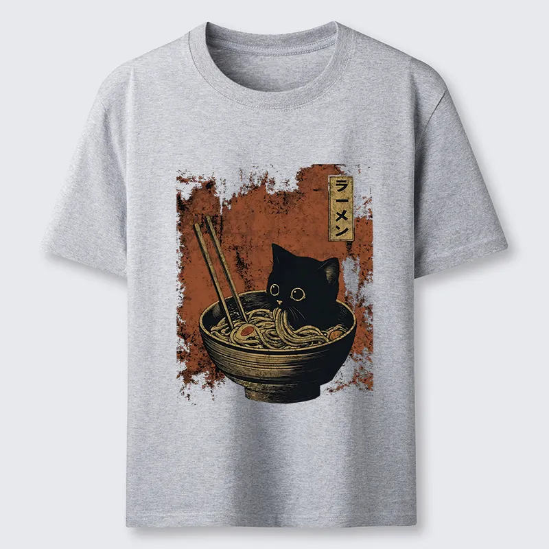 Tokyo-Tiger Retro Cat Eating Japan Ramen Classic T-Shirt